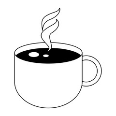 Sticker - Hot coffee cup symbol in black and white