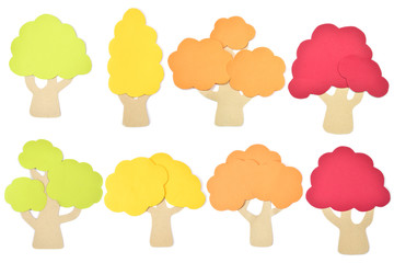Wall Mural - Tree set paper cut on white background - isolated