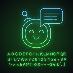 Poster - Chatbot message neon light icon