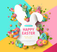 Easter Rabbit Frame And Eggs