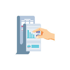 Sticker - hand and paper document with statistic graphic