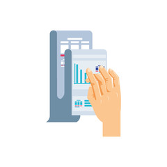 Sticker - hand and paper document with statistic graphic