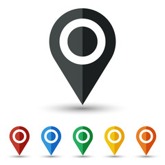 Map pin icon set flat design