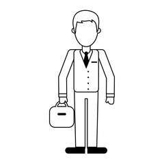 businessman with briefcase professional worker avatar in black and white