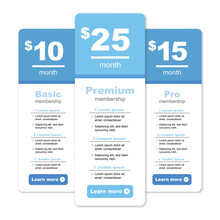 Premium Pricing And Membership Graphic W Different Options And Plans