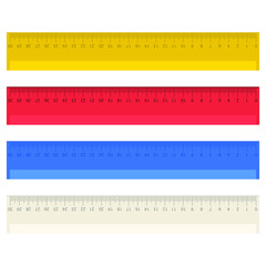 Realistic ruler in different colors vector design illustration isolated on white background