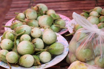 Wall Mural - Fresh eggplant green organic at street food