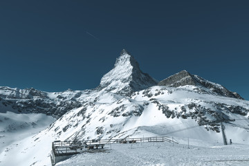 Leinwandbilder - View of the Matterhorn from the Schwarzsee station. Swiss Alps, Valais, Switzerland