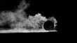 3d render burnout wheels with smoke on black background