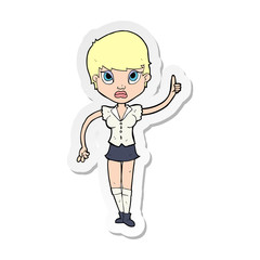 sticker of a cartoon pretty woman with idea