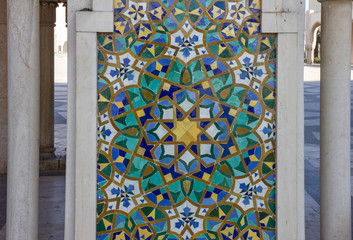Wall Mural - Casablanca mosque decorative element, Morocco. Mosaic tile, ceramic decoration of Hassan II Mosque