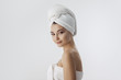 © Buyanskyy Production - Beautiful young woman after bath on white background