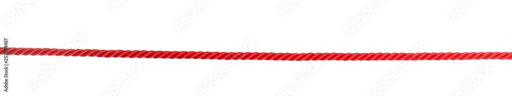Strong red climbing rope on white background - obrazy, fototapety, plakaty 