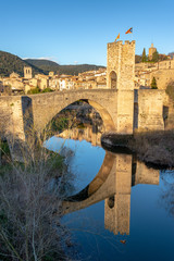 Wall Mural - Bridge of Besalu Reflection