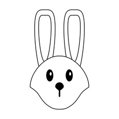 Wall Mural - Cute rabbit cartoon in black and white