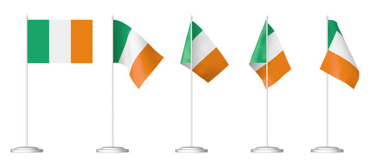 Wall Mural - Small table flag of Ireland set isolated