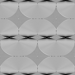 Wall Mural - Abstract vector seamless op art pattern. Monochrome graphic ornament