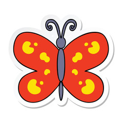 sticker of a quirky hand drawn cartoon butterfly