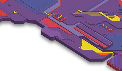 Futuristic surface of low-poly elements and parts. Vector illustration in the style of isometry. background