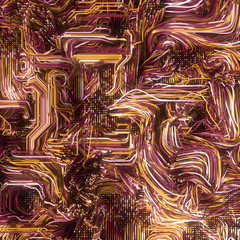 Fototapete - Psychedelic interweaving colored lines. Digital abstract background. Modern covers design. 3d rendering