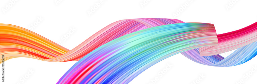 Colorful flow brush stroke. Ribbon isolated line. - obrazy, fototapety, plakaty 