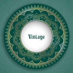 Wall Mural - Vintage ornamental round frame for greeting card, invitation or packaging design