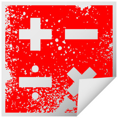 distressed square peeling sticker symbol math symbols