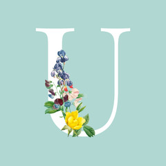 Poster - Floral styled letter U typography