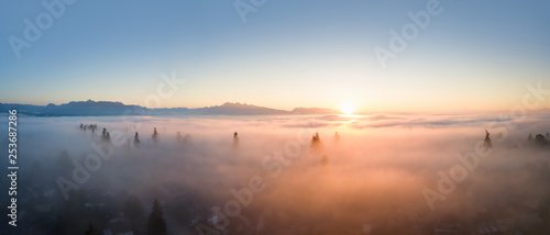 widok-z-lotu-ptaka-dzielnicy-mieszkalnej-pokrytej-warstwa-mgly-podczas-wibrujacego-wschodu-slonca-podjete-w-greater-vancouver-bc