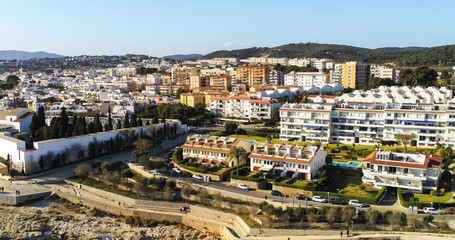 Wall Mural - Sitges. Aerial view by Drone of coastal village in Barcelona. Spain