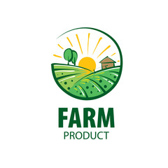 Canvas Print - Logo with the image of the field for farms. Vector illustration