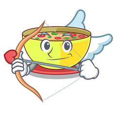 Wall Mural - Cupid corn chowder in a cartoon bowl