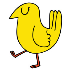 quirky hand drawn cartoon yellow bird