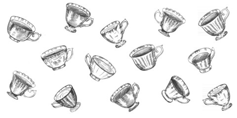 Canvas Print - Hand drawn a cup of tea.