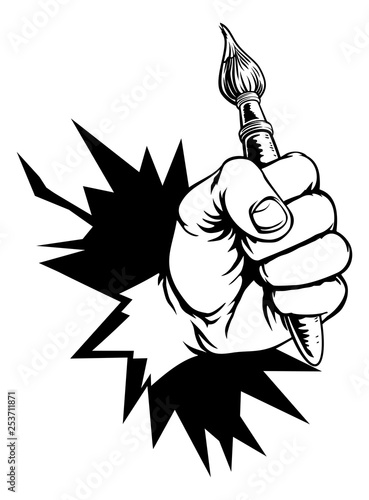 A fist hand holding an arti...