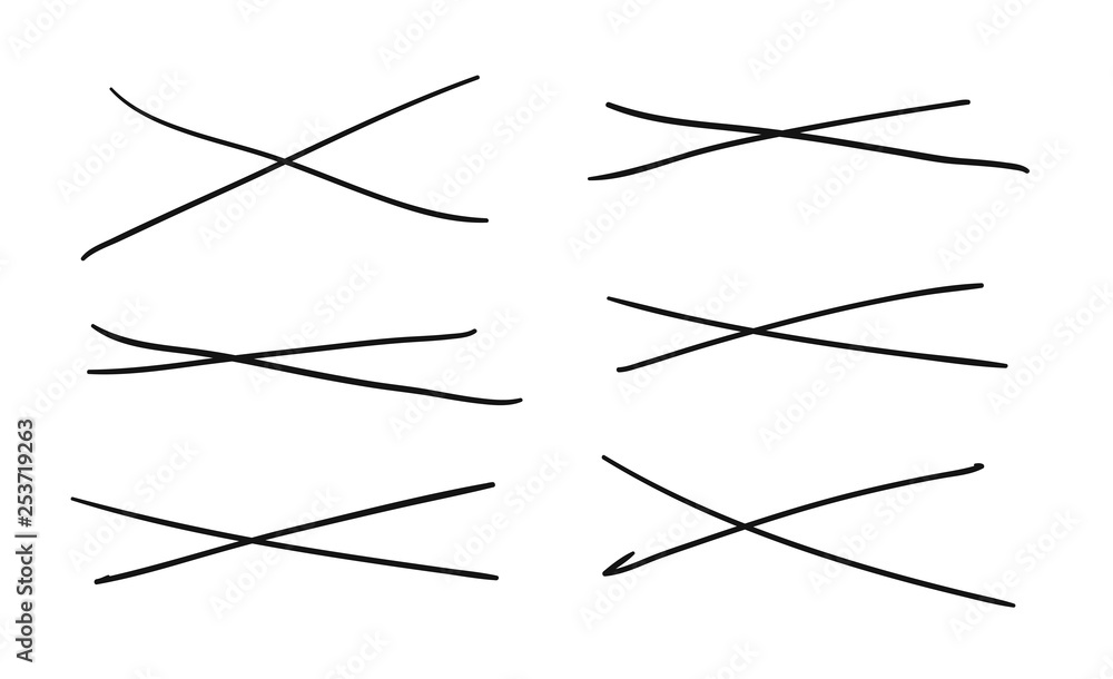 Hand drawn set of objects for design use. Black Vector doodle cross ...