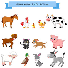 Canvas Print - Cartoon farm animals collection