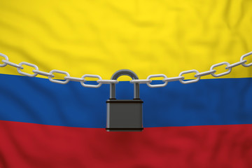 Colombia flag closed chain with padlock