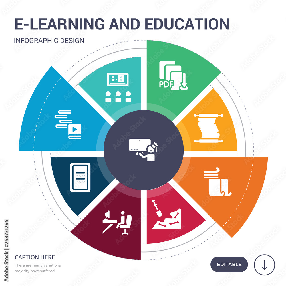 Elearning Graphics set of 9 simple e-learning and education vector icons. contains such as ...