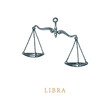 © vladayoung - Libra zodiac symbol, hand drawn in engraving style. Vector graphic retro illustration of astrological sign Scales.