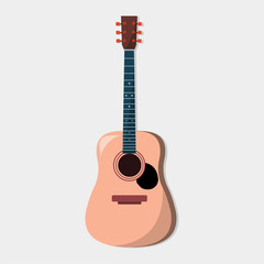 acoustic brown guitar vector illustration