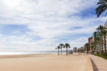 Wall Mural - Mediterranean sea and promenade in Cullera beach