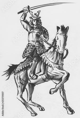 馬に乗る鎧兜装備の武士01 Stock Illustration Adobe Stock