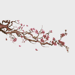 Wall Mural - Sakura tree, cherry blossom vector illustration on white background