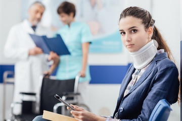 Wall Mural - Young patient in the waiting room at the hospital