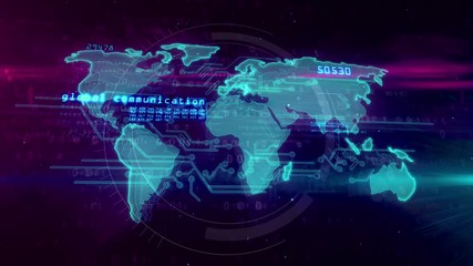 Wall Mural - world business connection concept with world map. abstract animation of global trading network, glob