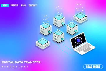 Leinwandbilder - Big Data Server Security Protection On Circuit Board. Decentralized Network Cyberspace 3d Scifi Technology Concept Design Illustration.