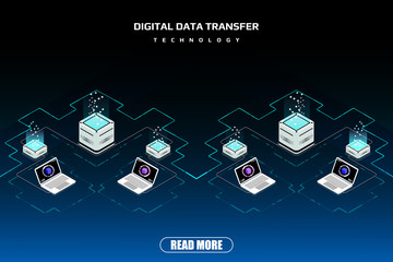 Leinwandbilder - Big Data Server Security Protection On Circuit Board. Decentralized Network Cyberspace 3d Scifi Technology Concept Design Illustration.