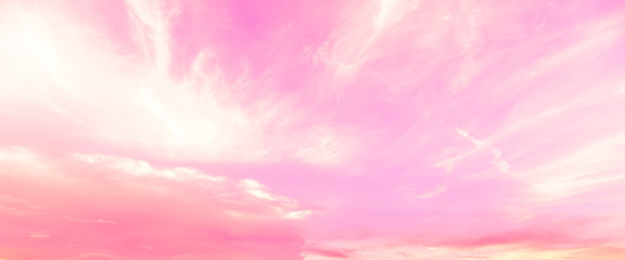Wall Mural - Panorama fantacy pink sky and clouds background in summer