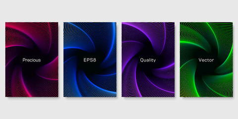 Wall Mural - Set of Colorful Templates with Complex Lines. EPS8 Vector.